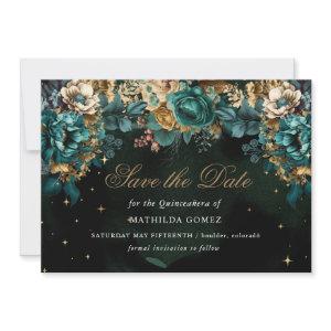 Gold Green Celestial Quinceañera Save The Date