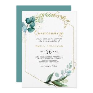 Gold & Green Eucalyptus Quinceañera Birthday Party