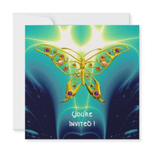 GOLD HYPER BUTTERFLY,Gems,Teal Blue Fractal Waves