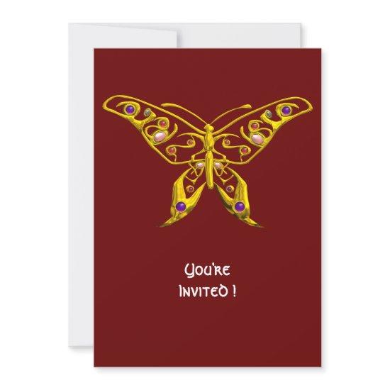 GOLD HYPER BUTTERFLY JEWEL WITH GEMSTONES Red