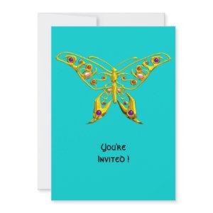 GOLD HYPER BUTTERFLY WITH GEMSTONES,Turquoise Blue