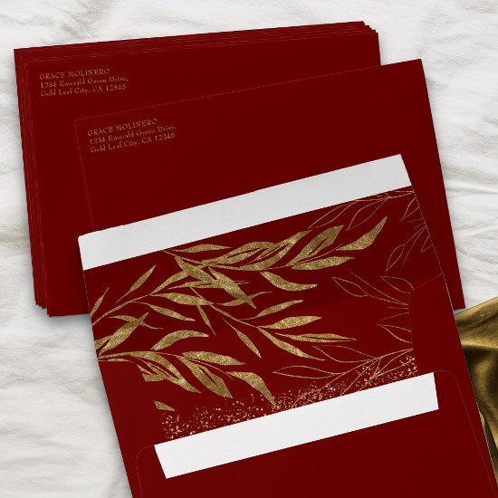 Gold Leaf and Confetti Red  Envelope