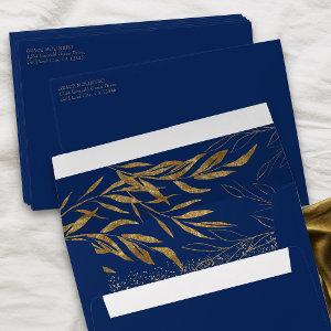 Gold Leaf and Confetti Royal Blue  Envelope
