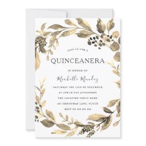 Gold Leaf Wreath Modern Quinceanera Party