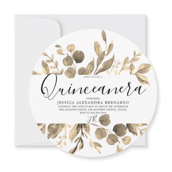 Gold Leaf Wreath Quinceanera 15th Birthday Party