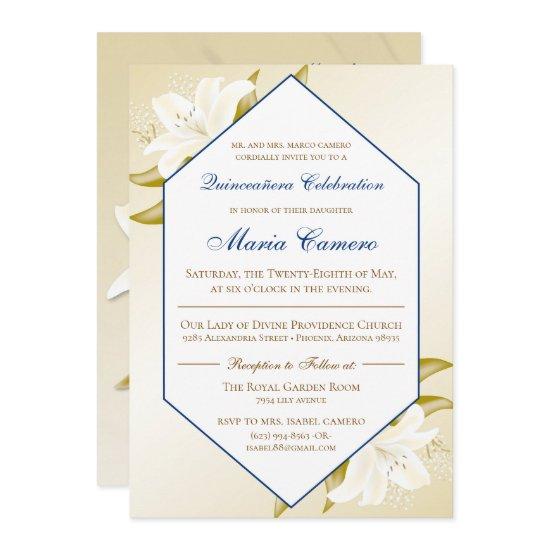 Gold Lilies & Navy Blue Quinceañera
