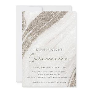 Gold Marble Agate Quinceañera 15 Birthday Invite