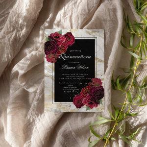 Gold Marble Roses Floral Quinceanera