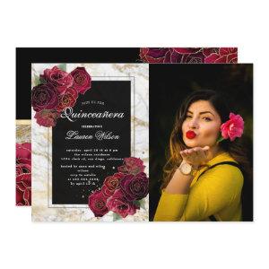 gold marble roses floral  Quinceanera Photo