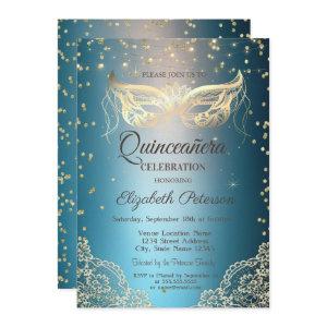 Gold Masqu Lace, Diamonds Quinceañera