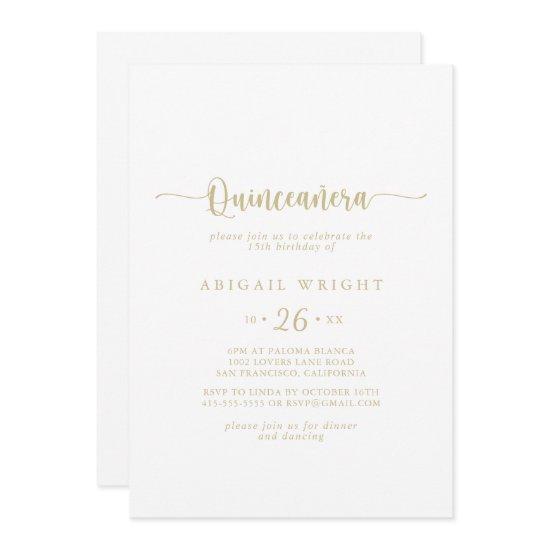 Gold Minimalist Calligraphy Quinceañera