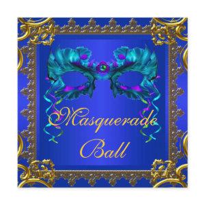 Gold Navy Blue Cobalt Blue Mask Masquerade Ball