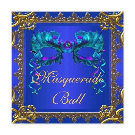 Gold Navy Blue Cobalt Blue Mask Masquerade Ball