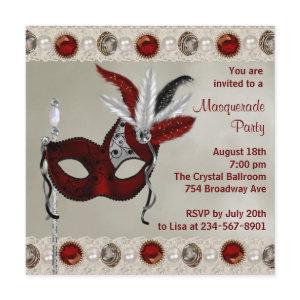 Gold Pearl Red Masquerade Party