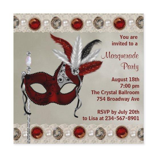 Gold Pearl Red Masquerade Party
