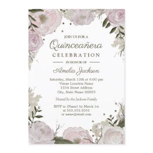 Gold Pink Sparkle Floral Quinceanera