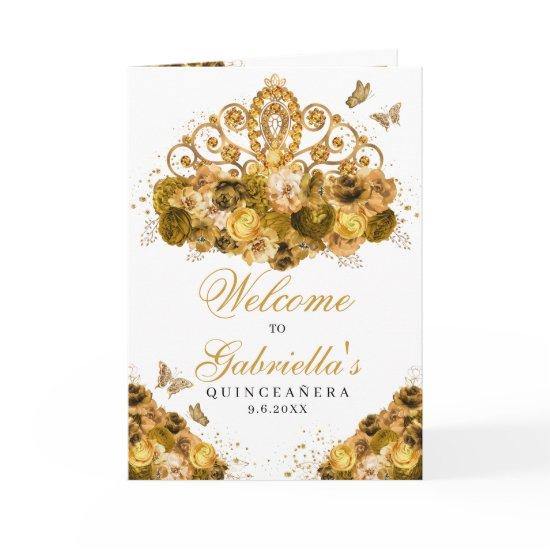 Gold Princess Tiara Quinceanera Program