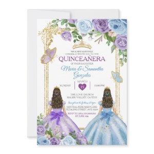 Gold Purple And Blue Floral Crown Twin Quinceañera