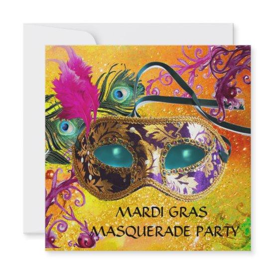 GOLD PURPLE DAMASK FEATHER MASK Masquerade Party