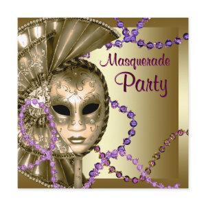 Gold Purple Mardi Gras Beads Masquerade Party
