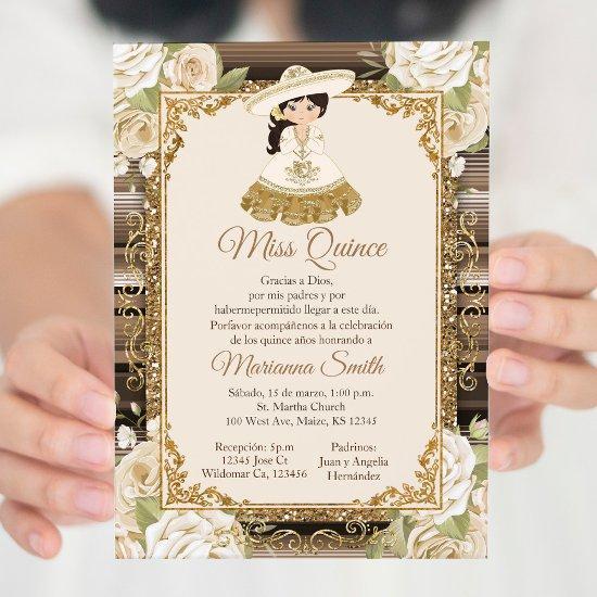 Gold Quinceanera Mexican Miss Quince