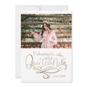 Gold Quinceañera Thank you card Template