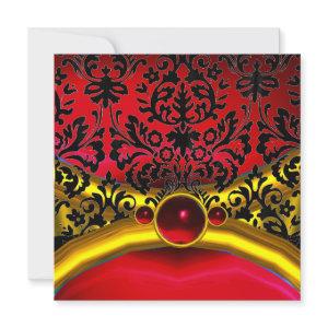 GOLD RED BLACK DAMASK RUBY GEM STONE  MONOGRAM