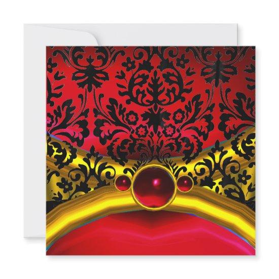 GOLD RED BLACK DAMASK RUBY GEM STONE  MONOGRAM