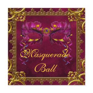 Gold Red Burgundy Maroon Mask Masquerade Ball