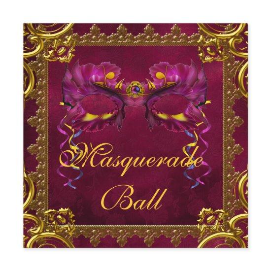 Gold Red Burgundy Maroon Mask Masquerade Ball