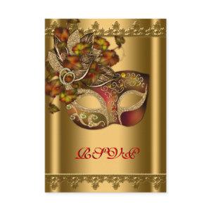 Gold Red Mask Gold Red Masquerade Party RSVP