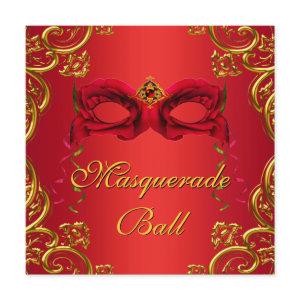 Gold Red Mask Red Masquerade Party