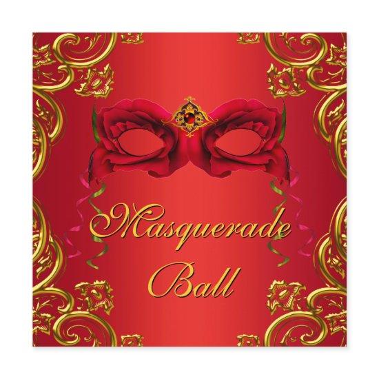 Gold Red Mask Red Masquerade Party