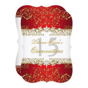 Gold Red Vintage Glamour Quinceanera