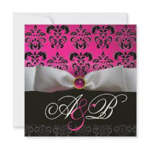 GOLD RIBBON PINK PURPLE BLACK  DAMASK MONOGRAM