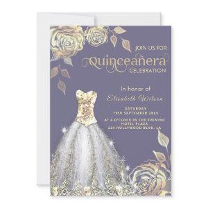 Gold roses trendy gold sequins dress Quinceañera