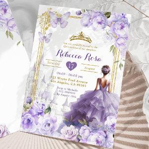 Gold Royal Castle Purple Floral Butterfly 15 Años