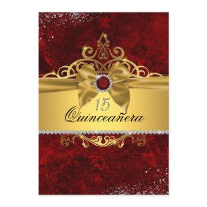 Gold Ruby Red Quinceanera Invite