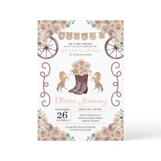 Gold Rustic Western Cowboy Boots Quinceañera