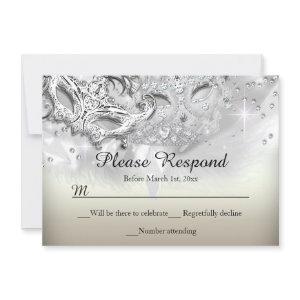 Gold Silver Sparkle Masquerade RSVP Reply