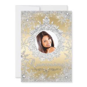 Gold Silver Tiara Snowflake Sparkle Quinceanera
