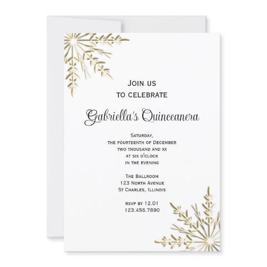 Gold Snowflake Winter Quinceanera