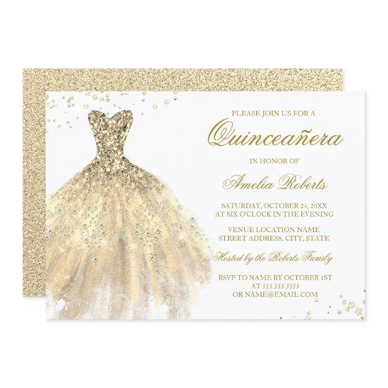 Gold Sparkle Dress Quinceanera