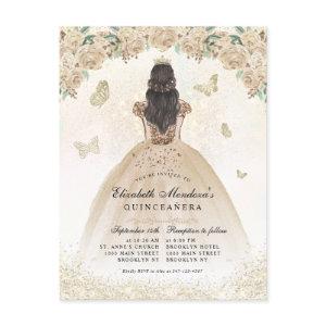 Gold Sparkle Floral Princess Quinceañera Birthday Postcard