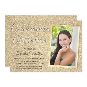 Gold Sparkle Glitter Quinceañera Celebration