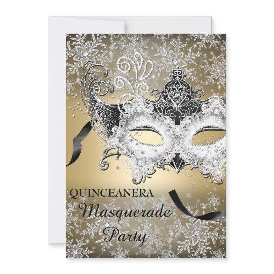 Gold Sparkle Snowflake Masquerade Quinceanera