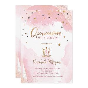 Gold Stars,Candles Ombre Quinceanera