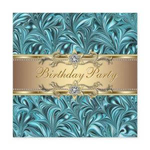 Gold Teal Blue Birthday Party