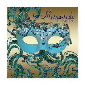 Gold Teal Blue Masquerade Party