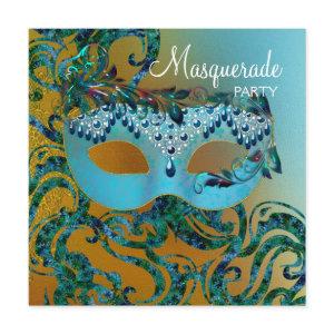 Gold Teal Blue Masquerade Party